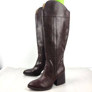 Korks Scarlet Western Tall Knee High Boots Faux Leather